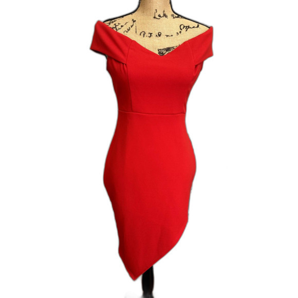 NWT Fashion Nova Vivacious Sheath Dress in Ribbon Red, Size L - Picture 1 of 11